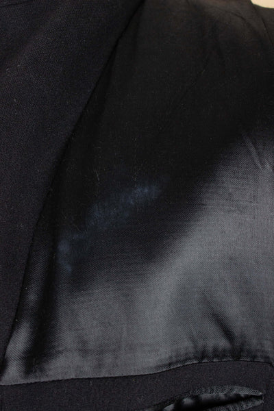 SWEDISH 1930S BLACK DOUBLE BREASTED OVERCOAT BY JUNEX. SIZE CA EU 46 LONG