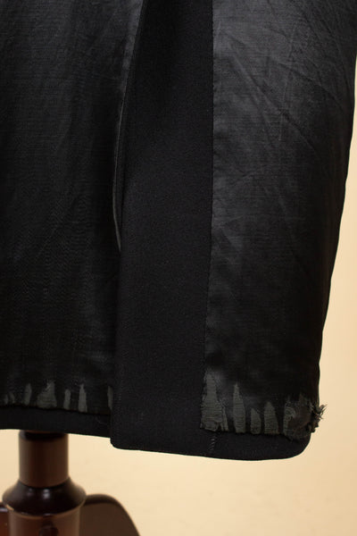 SWEDISH 1930S BLACK DOUBLE BREASTED OVERCOAT BY JUNEX. SIZE CA EU 46 LONG