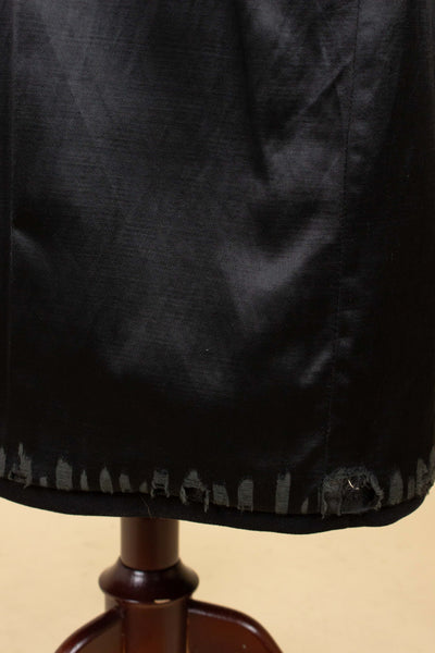 SWEDISH 1930S BLACK DOUBLE BREASTED OVERCOAT BY JUNEX. SIZE CA EU 46 LONG
