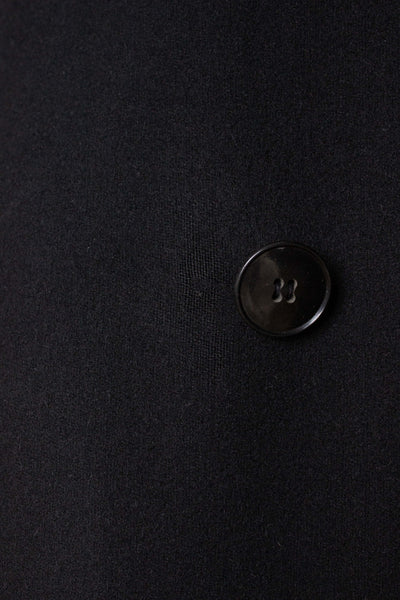 SWEDISH 1930S BLACK DOUBLE BREASTED OVERCOAT BY JUNEX. SIZE CA EU 46 LONG
