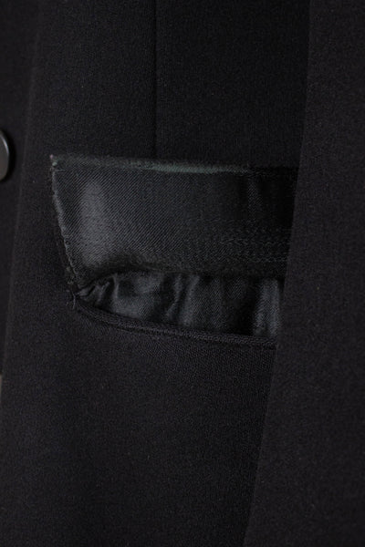 SWEDISH 1930S BLACK DOUBLE BREASTED OVERCOAT BY JUNEX. SIZE CA EU 46 LONG