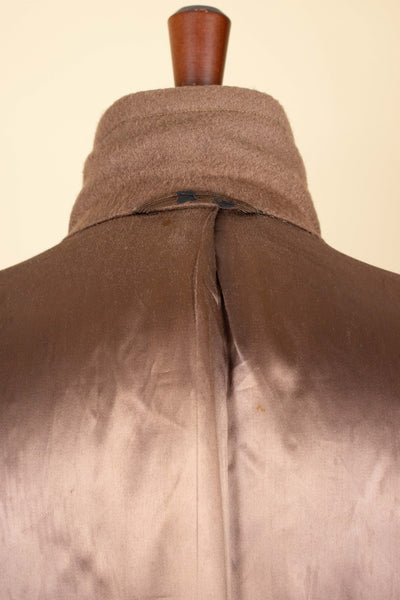 AMERICAN 1950S CHOCOLATE BROWN CAMEL WOOL SINGLE BREASTED OVERCOAT. SIZE CA EU 46-48
