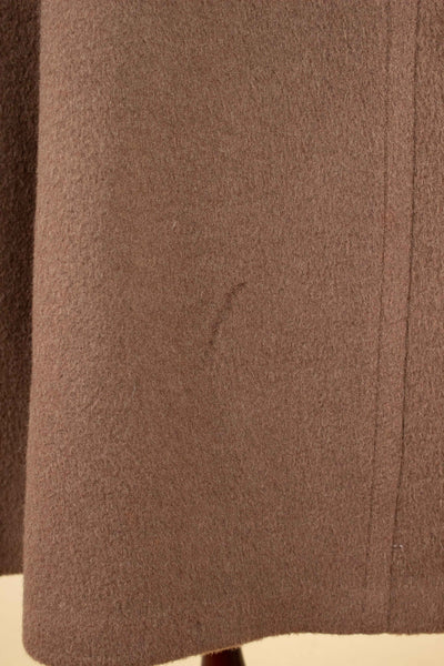 AMERICAN 1950S CHOCOLATE BROWN CAMEL WOOL SINGLE BREASTED OVERCOAT. SIZE CA EU 46-48