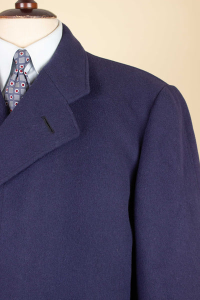 SWEDISH 1940S/1950S NAVY BLUE SINGLE BREASTED OVERCOAT BY WIDENGRENS. SIZE CA EU 48