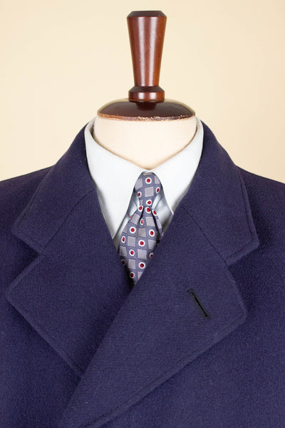 SWEDISH 1940S/1950S NAVY BLUE SINGLE BREASTED OVERCOAT BY WIDENGRENS. SIZE CA EU 48