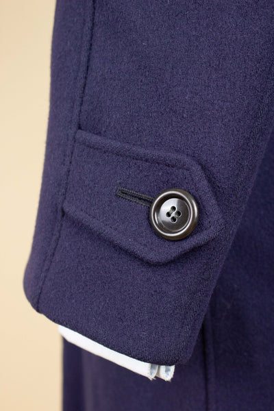 SWEDISH 1940S/1950S NAVY BLUE SINGLE BREASTED OVERCOAT BY WIDENGRENS. SIZE CA EU 48