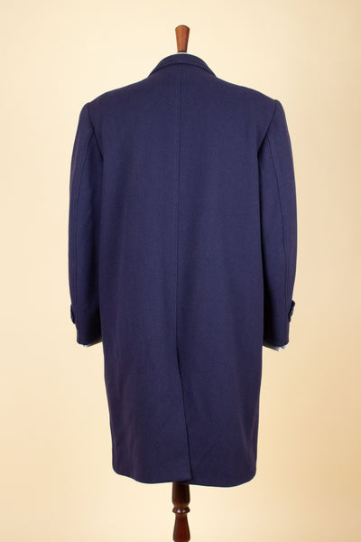 SWEDISH 1940S/1950S NAVY BLUE SINGLE BREASTED OVERCOAT BY WIDENGRENS. SIZE CA EU 48