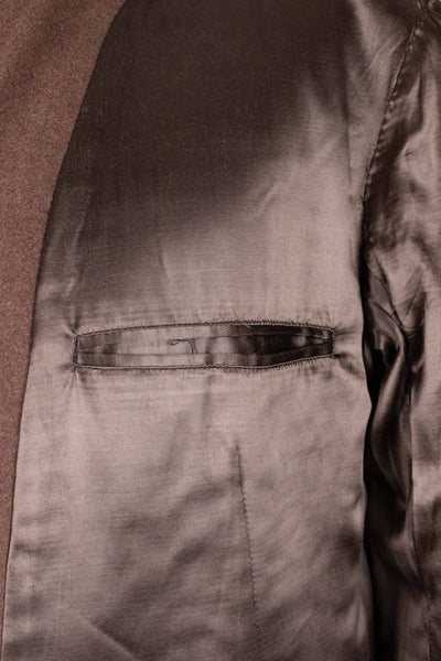 SWEDISH 1940S/1950S CHOCOLATE BROWN DOUBLE BREASTED SUIT BY KABOM. SIZE CA EU 46-48