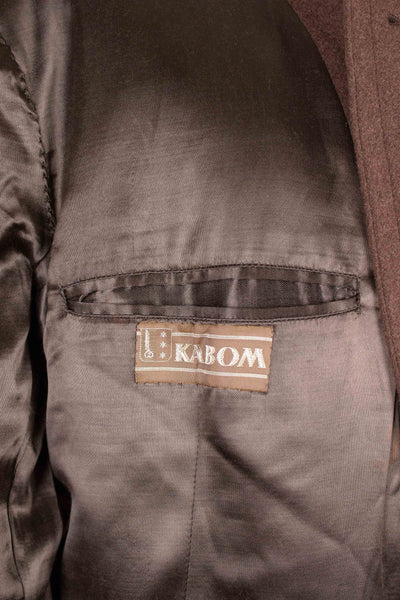 SWEDISH 1940S/1950S CHOCOLATE BROWN DOUBLE BREASTED SUIT BY KABOM. SIZE CA EU 46-48