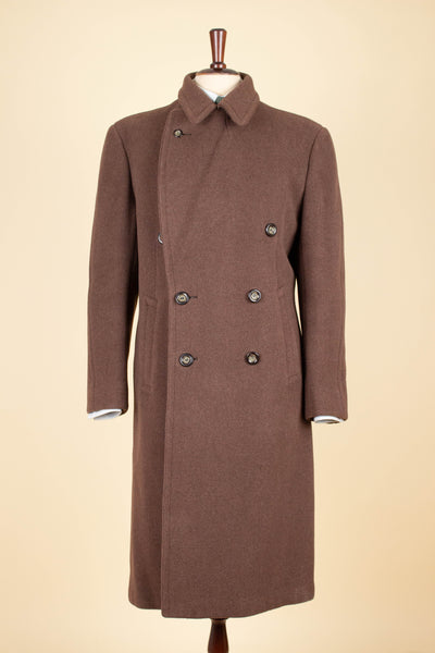 SWEDISH 1940S/1950S CHOCOLATE BROWN DOUBLE BREASTED SUIT BY KABOM. SIZE CA EU 46-48