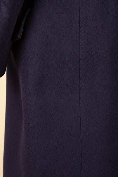 1930S/1940S NAVY BLUE DOUBLE BREASTED OVERCOAT BY UKNOWN MAKER. SIZE CA EU 56-58 SHORT