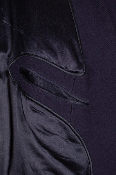 1930S/1940S NAVY BLUE DOUBLE BREASTED OVERCOAT BY UKNOWN MAKER. SIZE CA EU 56-58 SHORT