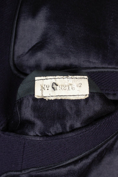 1930S/1940S NAVY BLUE DOUBLE BREASTED OVERCOAT BY UKNOWN MAKER. SIZE CA EU 56-58 SHORT