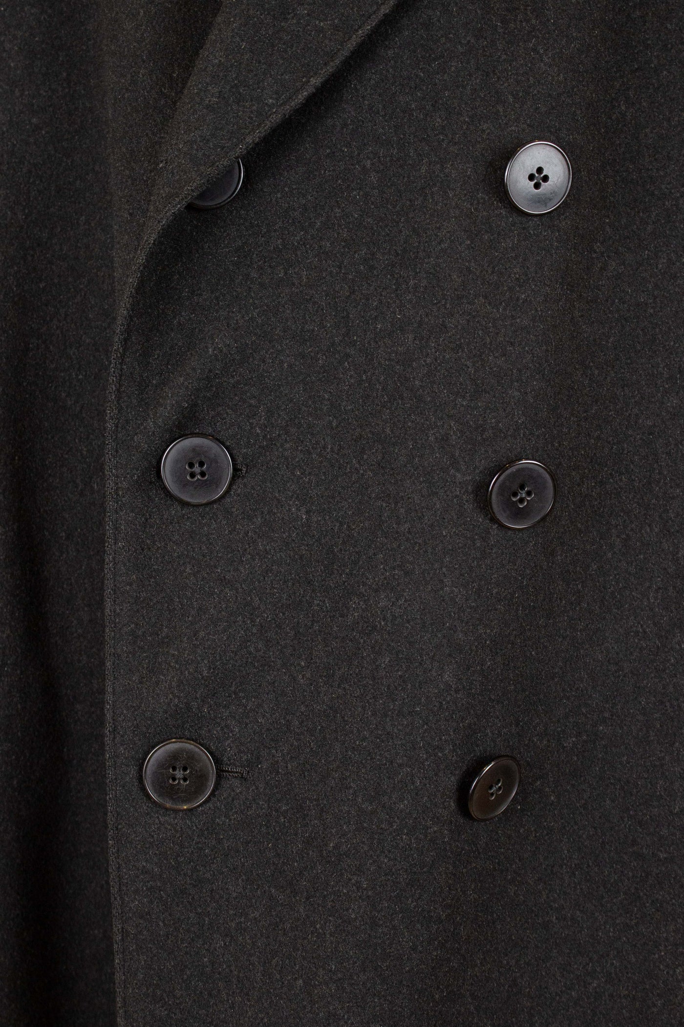 SWEDISH 1920S DARK GREY CHESTERFIELD COAT BY CARL H. SCHULTZ. SIZE CA EU 52-54