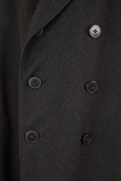 SWEDISH 1920S DARK GREY CHESTERFIELD COAT BY CARL H. SCHULTZ. SIZE CA EU 52-54