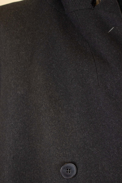 SWEDISH 1920S DARK GREY CHESTERFIELD COAT BY CARL H. SCHULTZ. SIZE CA EU 52-54
