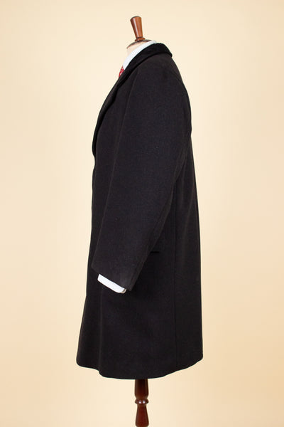 SWEDISH 1930S BLACK COVERT COAT. SIZE CA EU 50 SHORT