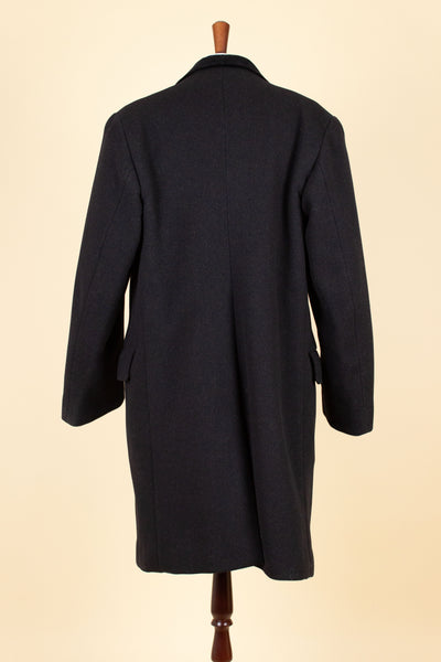 SWEDISH 1930S BLACK COVERT COAT. SIZE CA EU 50 SHORT