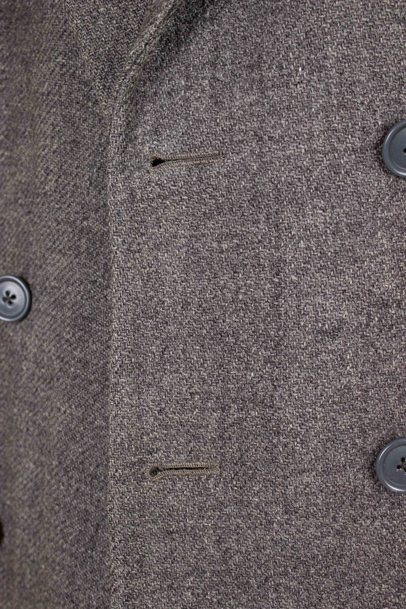 SWEDISH 1956 GREY HARRIS TWEED BESPOKE OVERCOAT WITH FUR COLLAR AND LINING. SIZE CA EU 44-46