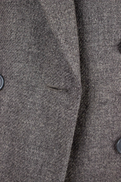 SWEDISH 1956 GREY HARRIS TWEED BESPOKE OVERCOAT WITH FUR COLLAR AND LINING. SIZE CA EU 44-46