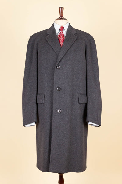 SWEDISH 1950S GREY RAGLAN SINGLE BREASTED OVERCOAT BY PINGVIN. SIZE CA EU 50