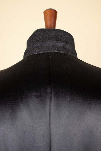 SWEDISH 1961 DARK GREY DOUBLE BREASTED BESPOKE OVERCOAT. SIZE CA EU 52