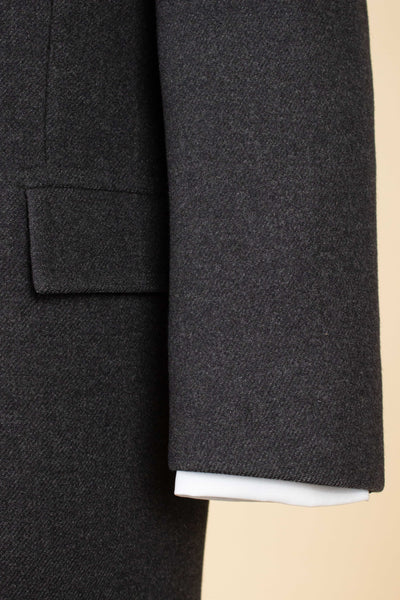 SWEDISH 1961 DARK GREY DOUBLE BREASTED BESPOKE OVERCOAT. SIZE CA EU 52