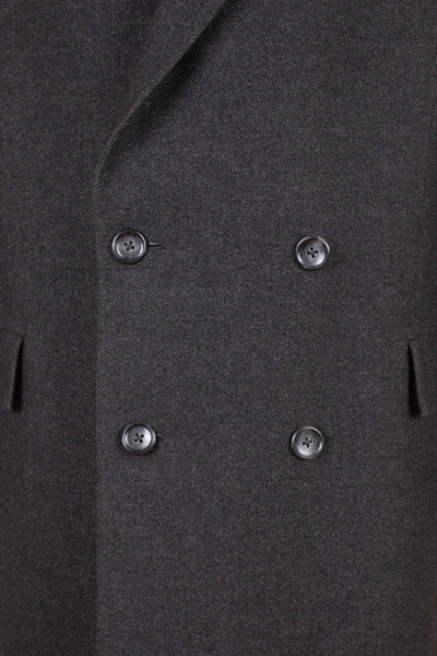 SWEDISH 1961 DARK GREY DOUBLE BREASTED BESPOKE OVERCOAT. SIZE CA EU 52