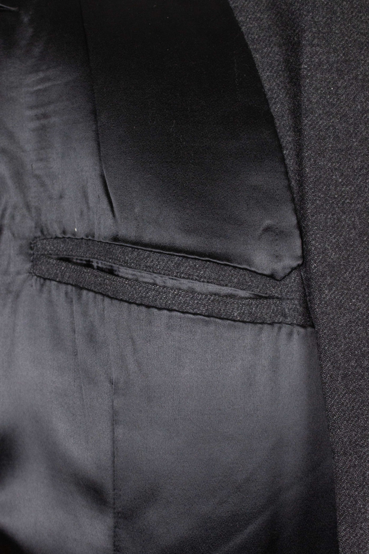 SWEDISH 1961 DARK GREY DOUBLE BREASTED BESPOKE OVERCOAT. SIZE CA EU 52