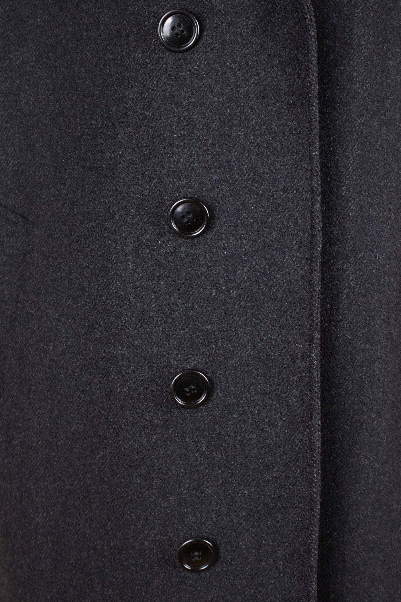 SWEDISH 1940S/1950S DARK GREY HERRINGBONE SINGLE BREASTED OVERCOAT BY ELSON. SIZE CA 48 SHORT