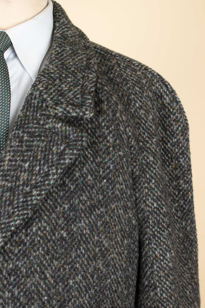 GERMAN 1950S/1960S GREY MOTTLED RAGLAN TWEED COAT BY SCHITTKOW BEKLEIDUNG. SIZE CA EU 48