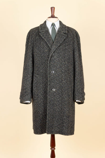GERMAN 1950S/1960S GREY MOTTLED RAGLAN TWEED COAT BY SCHITTKOW BEKLEIDUNG. SIZE CA EU 48
