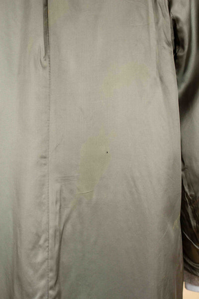 BRITISH 1940S/1950S GREEN-GREY HARRIS TWEED OVERCOAT BY TRENT. SIZE CA EU 46