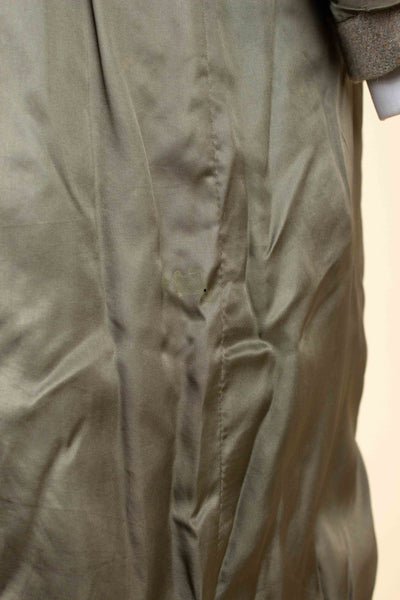 BRITISH 1940S/1950S GREEN-GREY HARRIS TWEED OVERCOAT BY TRENT. SIZE CA EU 46