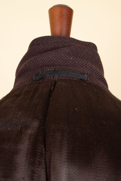 SWEDISH 1940S CHOCOLATE BROWN RAGLAN COAT BY KABOM. SIZE CA EU 54