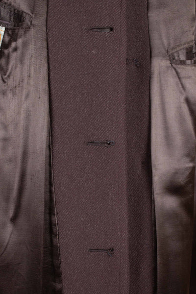 SWEDISH 1940S CHOCOLATE BROWN RAGLAN COAT BY KABOM. SIZE CA EU 54