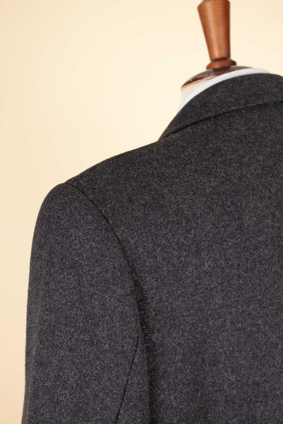 SWEDISH 1940S/1950S DARK GREY DOUBLE BREASTED OVERCOAT BY CARL AXEL. SIZE CA EU 44-46