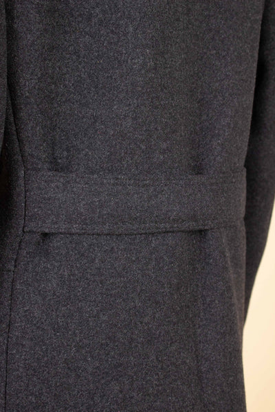 SWEDISH 1940S/1950S DARK GREY DOUBLE BREASTED OVERCOAT BY CARL AXEL. SIZE CA EU 44-46