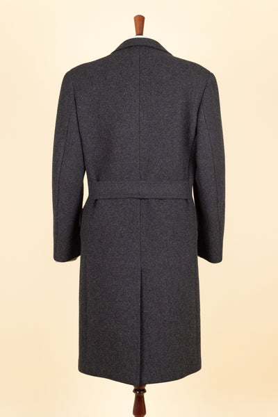 SWEDISH 1940S/1950S DARK GREY DOUBLE BREASTED OVERCOAT BY CARL AXEL. SIZE CA EU 44-46