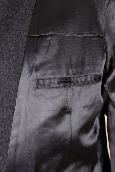 SWEDISH 1940S/1950S DARK GREY DOUBLE BREASTED OVERCOAT BY CARL AXEL. SIZE CA EU 44-46