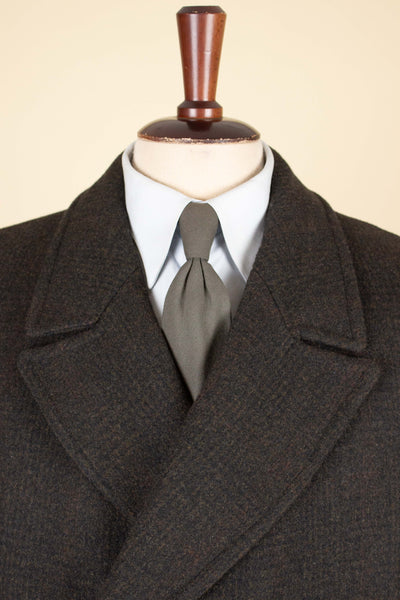 SWEDISH 1950S BROWN CHECKERED DEADSTOCK OVERCOAT BY ALGOTS. SIZE CA EU 56