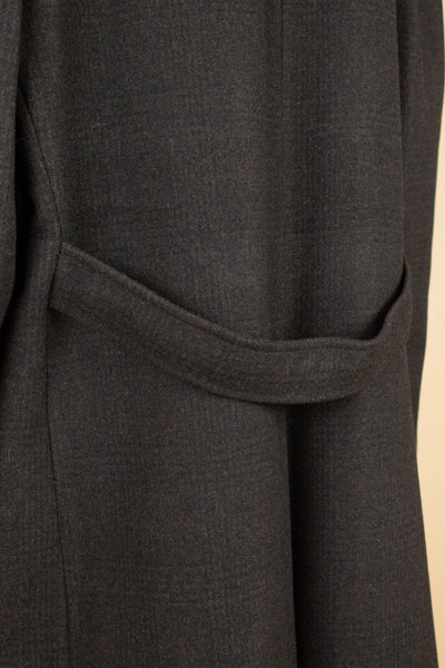 SWEDISH 1950S BROWN CHECKERED DEADSTOCK OVERCOAT BY ALGOTS. SIZE CA EU 56