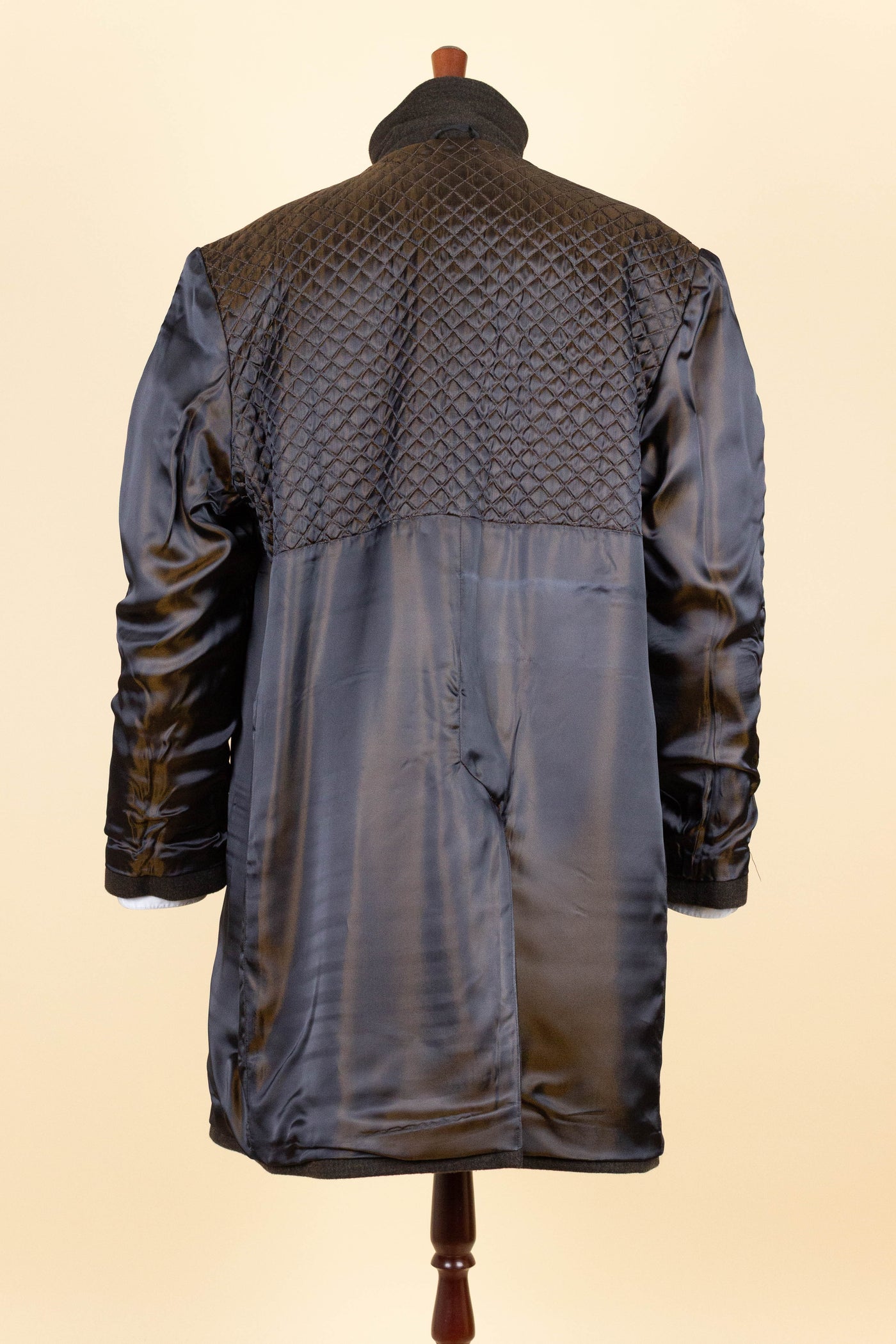 SWEDISH 1950S BROWN CHECKERED DEADSTOCK OVERCOAT BY ALGOTS. SIZE CA EU 56