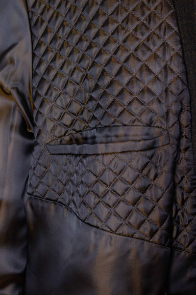 SWEDISH 1950S BROWN CHECKERED DEADSTOCK OVERCOAT BY ALGOTS. SIZE CA EU 56