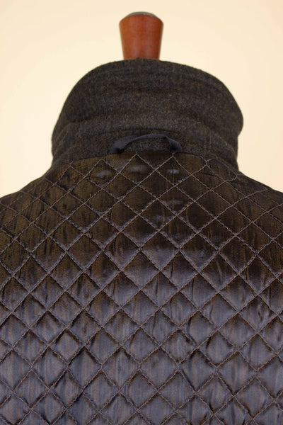 SWEDISH 1950S BROWN CHECKERED DEADSTOCK OVERCOAT BY ALGOTS. SIZE CA EU 56