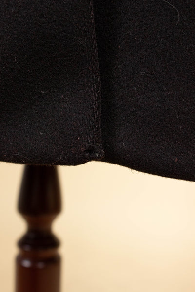 SWEDISH 1930S BLACK DOUBLE BREASTED OVERCOAT BY JOHN LARSSON. SIZE CA EU 46 LONG