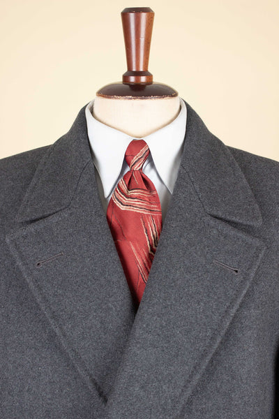 SWEDISH 1950S GREY DOUBLE BREASTED OVERCOAT BY TIGER. SIZE CA EU 46-48