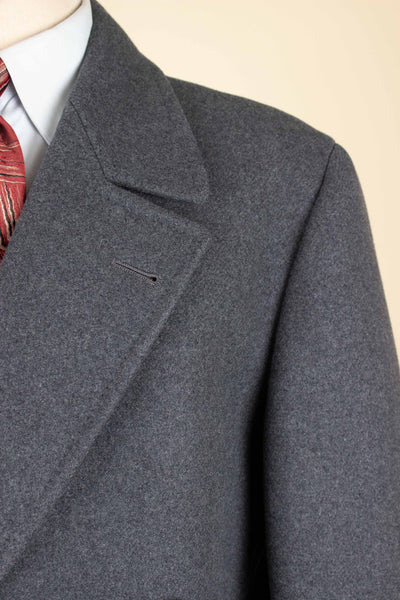 SWEDISH 1950S GREY DOUBLE BREASTED OVERCOAT BY TIGER. SIZE CA EU 46-48