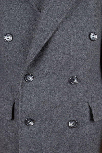 SWEDISH 1950S GREY DOUBLE BREASTED OVERCOAT BY TIGER. SIZE CA EU 46-48