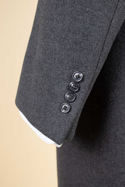 SWEDISH 1950S GREY DOUBLE BREASTED OVERCOAT BY TIGER. SIZE CA EU 46-48